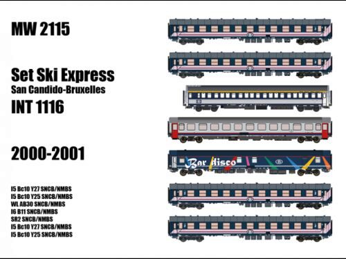 L.S. Models MW2115 7er Set Personenwagen SNCB, Ep.VI, Ski Express